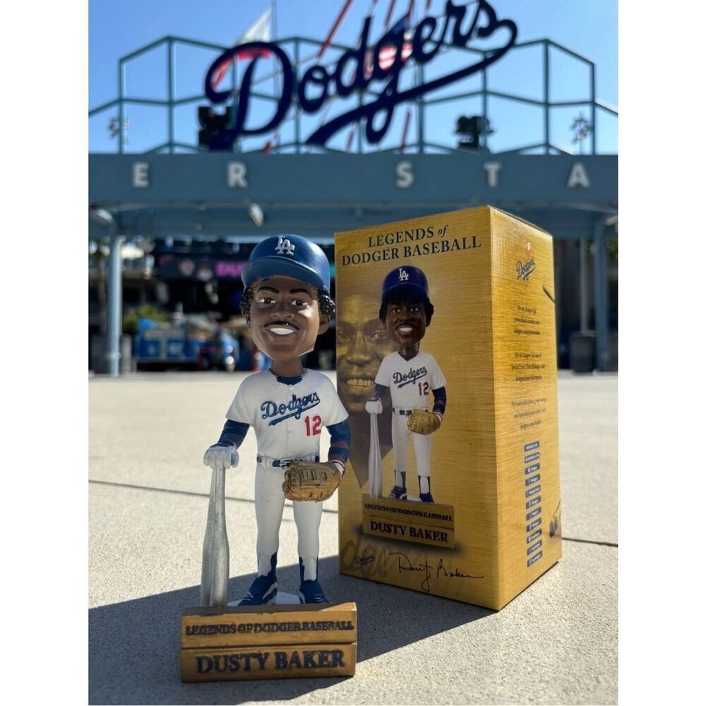 Two 2 Dodgers Baseball Dusty Baker Bobbleheads New in Box Legends MBL Official